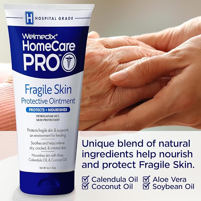 Welmedix Fragile Skin Protective Ointment | Hospital Grade Healing Ointment, Barrier Cream & Skin Protectant w/Calendula for Treatment of Eczema, Psoriasis, Dermatitis, Bed Sores, Chafing (Pack of 5)