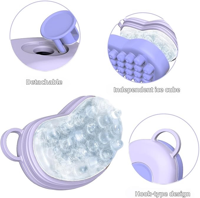 Scalp Ice Massager for Migraine Relief, Headache Care Ice Therapy Back to School Essentials, Stress & Hangover Natural Cooling Therapy Detachable Ice Compress Tool (Purple)