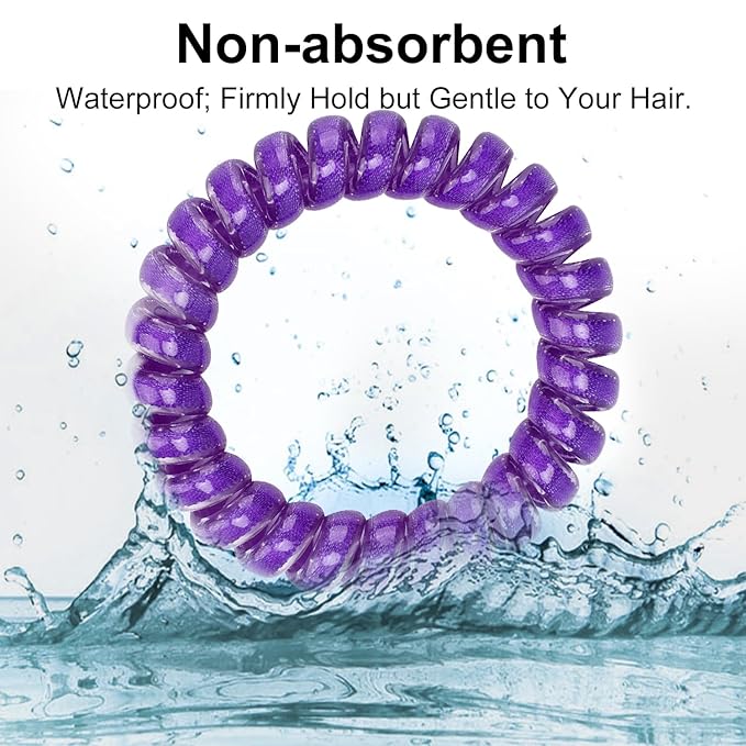 JessLab Spiral Hair Ties for Women, 10-Pack Traceless No-Damage Ponytail Holders, Coils Hair Bands for Girls, Assorted Colors