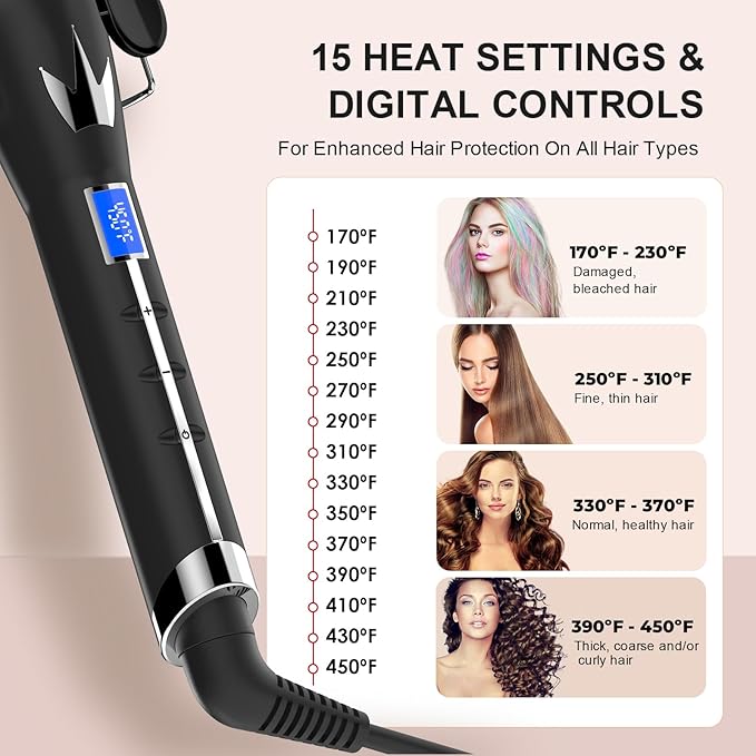 Hair Curler 0.86 Inch for SMALL CUTE WAVES, AIMERVO 22MM Triple Barrels Curling Wand Rod with LCD Display 15 Temp Control up to 450°F, Ceramic Tourmaline, 30S Heat-Up, Wavy Crimps for All Hair lengths