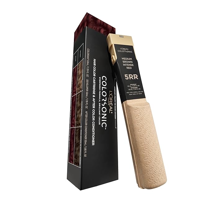 L'Oreal Paris Colorsonic Permanent Hair Dye Cartridge, Hair Color for Root Touch Up, Gray Coverage or All Over Color in just 5 Minutes, 5RR Medium Intense Red Brown (Coloring Device Sold Separately)