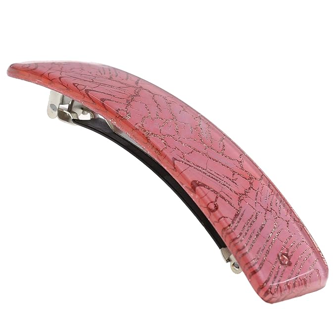 Camila Paris CP2278 French Hair Barrette Clip for Girls Large Pink and Gold Swirls, Strong Hold Grip Hair Clips for Women, No Slip and Durable Styling Girls Hair Accessories, Made in France