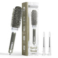 Round Brush, 32 mm/1.3 Inch Barrel with 2 Clips – Round Hair Brush with Flexible Nylon 66 Bristles Nano Ionic Heat Resistant Tech for Professional Curling, Styling & Shining Texture