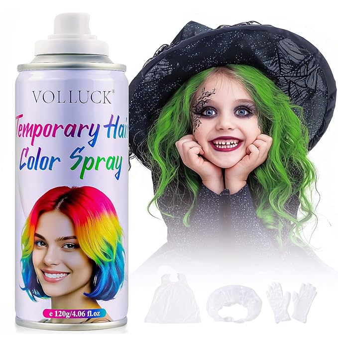 Green Hair Spray Temporary, Hair Color Spray 1-Day Hair Dye Colored for Kids Women Men Joker, Hair Wax Color Washable, Hair Paint Halloween Fast-Drying 4.06 Fl Oz