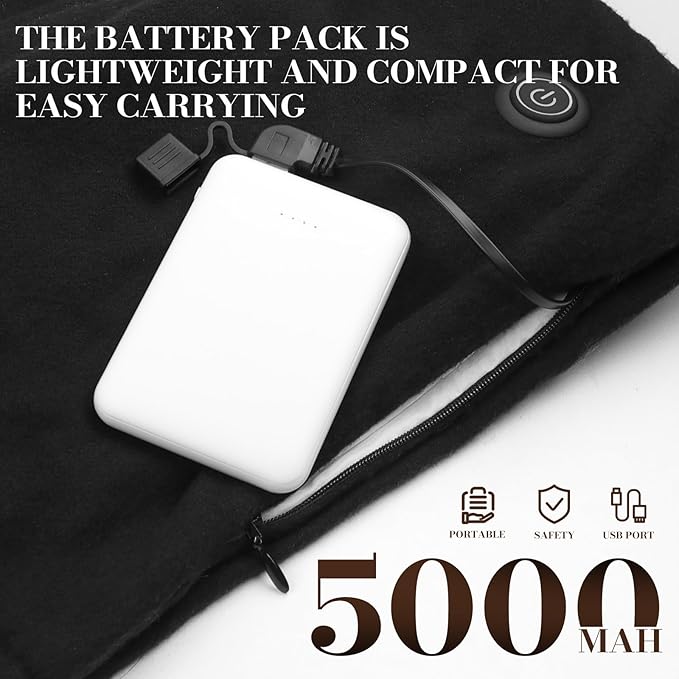 EN'DA professional Heated Scarf for Women and Men with Rechargeable Battery, Winter Electric Scarf for Cold Weather
