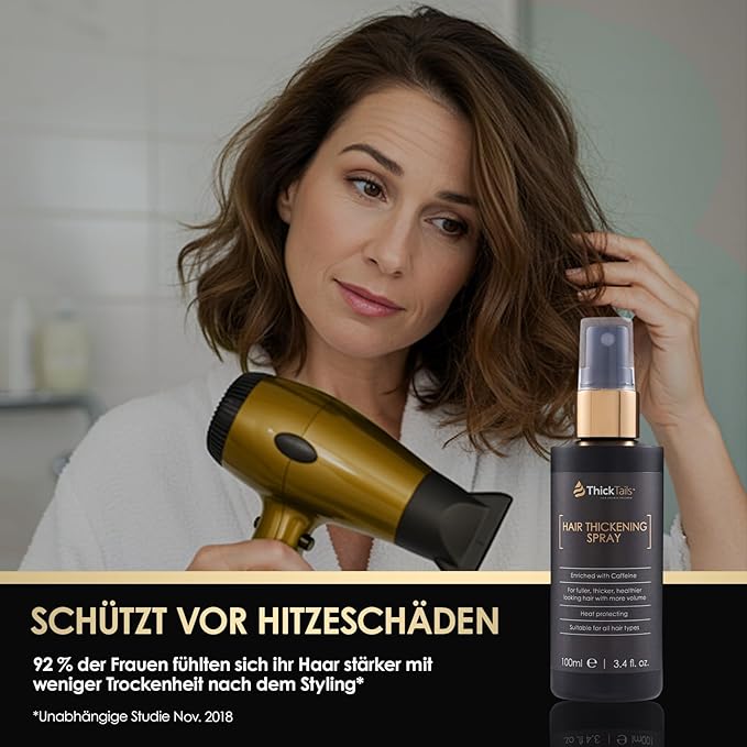 ThickTails Hair Thickening Spray for Women & Men, Instant Volume & Fuller Looking Hair for Fine or Thinning Hair, Root Lift Volumizing Pre-Styler, Lightweight No Residue Formula, 3.4 fl oz
