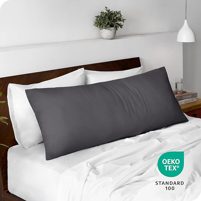 Bare Home Microfiber Body Pillow Cover - Ultra Soft - Cooling Pillowcase - Double Brushed - Pillowcase with Zipper Closure - Easy Care (20''x54'' Body Pillow Cover, Forged Iron Grey)