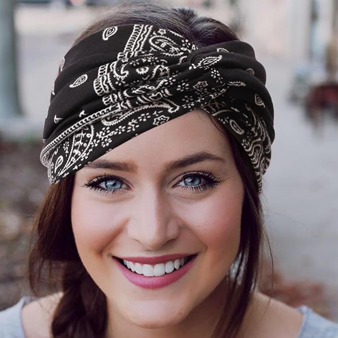 DRESHOW 6 Pack Extra Wide Headbands for Women Large Turban Headband Boho Head Wrap Elastic Hairbands Hair Twisted Knot Hair Accessories