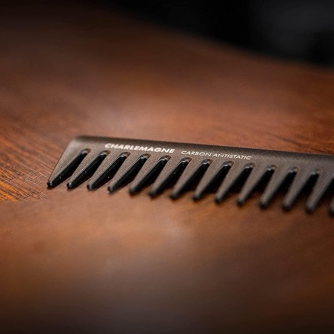 Charlemagne Wide Tooth Comb Men - Detangling Comb - Tames Unruly Strands - Enhances Curls - Texturizing Tool - Styling Tool for Slick Back Hair