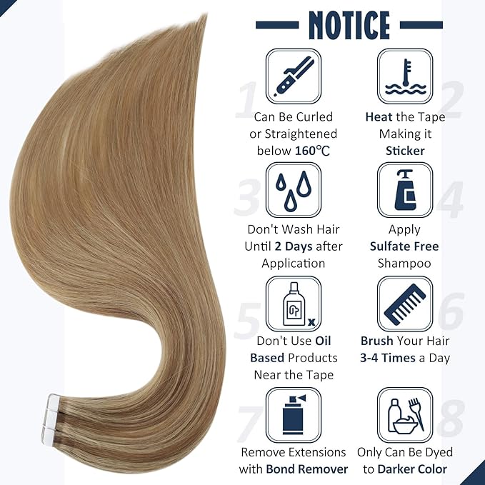 Full Shine Tape in Hair Extensions Human Hair Gold Brown Highlighted Hair Extensions Tape in Color Brown Balayage 20Inch Double Sided Tape in Hair Extensions 20Pcs 50Grams for Women