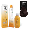 GK HAIR Global Keratin Chocolate 6.99 Gianduia Hair Color Cream Tube (3.4 Fl Oz/100ml) + 20 Volume Developer (5 Fl Oz/150ml) - Professional Permanent Long Lasting Toner Dye