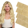 GOO GOO Invisi Edge Tape in Hair Extensions Human Hair, 18AT60A Pearl Ash Blonde Highlights10pcs injected with 10pcs classical tape ins, 20inch 50g, Virgin Remy Hair, Natural Look