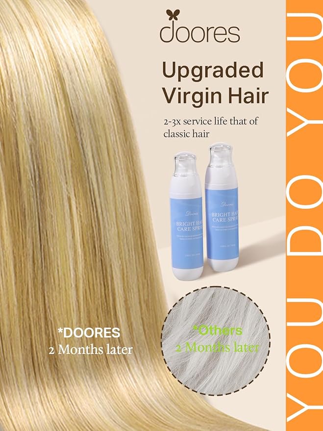 DOORES Hair Extensions Human Hair, Drity Blonde Highlight Golden Blonde 20pcs 50g 22 Inch, Human Hair Extensions Tape in Straight Hair Real Human Hair