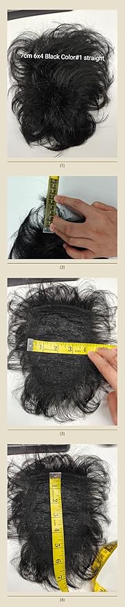 H&Bwig Men Short Toppers Hairpiece Clip in Hair Extensions for Covering balck Hair Toupee(Customize)