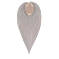Hairro Human Hair Toppers Free Parted, 3.5x4.7" Base Hand-wovened 100% Real Hairpieces, with Invisible Clips-in for Women, for High Hairline/Adding Volume on Top, 16 Inch Grey