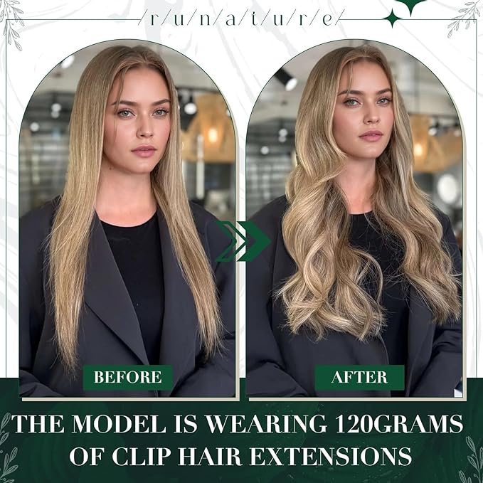 RUNATURE Clip in Hair Extensions Human Hair Balayage Clip in Human Hair Extensions for Women Soft Remy Natural Hair Straight 20 Inch 50g 3pcs #3/8/22 Walnut Brown to Blonde Balayage