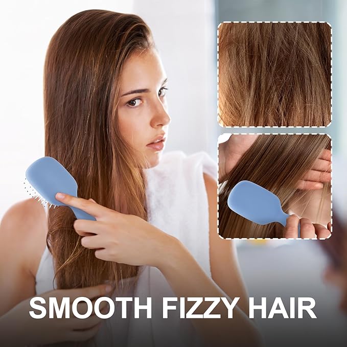 Mini Hair Bursh for Women Men and Kids, Protable Travel Size Hair Brush for Pockets Purses, Mini Detangler Brush for All Hair Types, Small Paddle Brush for Detangling (1 Pack-Blue)