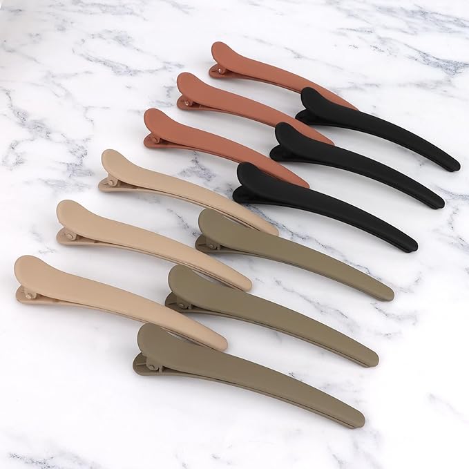 12 Pcs Hair Clips for Styling Sectioning, YISSION 4.7 Inch Large Alligator Hair Clips Hair Barrettes No Crease Duck Billed Hair Clip, Hair Styling Accessories for Women Girls (Neutral Colors)
