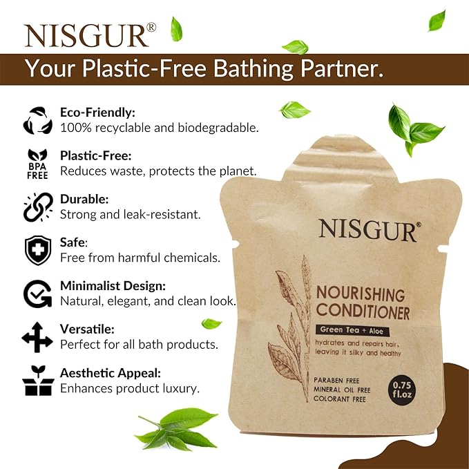 Conditioner Bulk 0.75 oz 200 Pack No PlasticHotel Conditioner Paper Pouch Travel Size Aloe and Green Tea Extract Infused