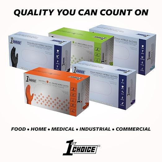 1st Choice Nitrile Disposable Gloves, 3 Mil, Indigo, Case of 1000 Small Gloves, Disposable Latex Free Nitrile Medical Gloves