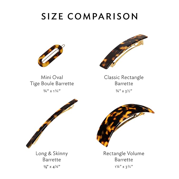 Tortoise Hair Barrette for Thin Hair, Classic Rectangle French Barrette for Women, Lightweight and Comfortable, Strong Hold | France Luxe