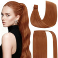 Ve Sunny Hair Extensions Ponytail Real Human Hair 80G Wrap Around Clip in Ponytail Hair Extensions Straight Extensions Human Hair for Women Copper 14inch