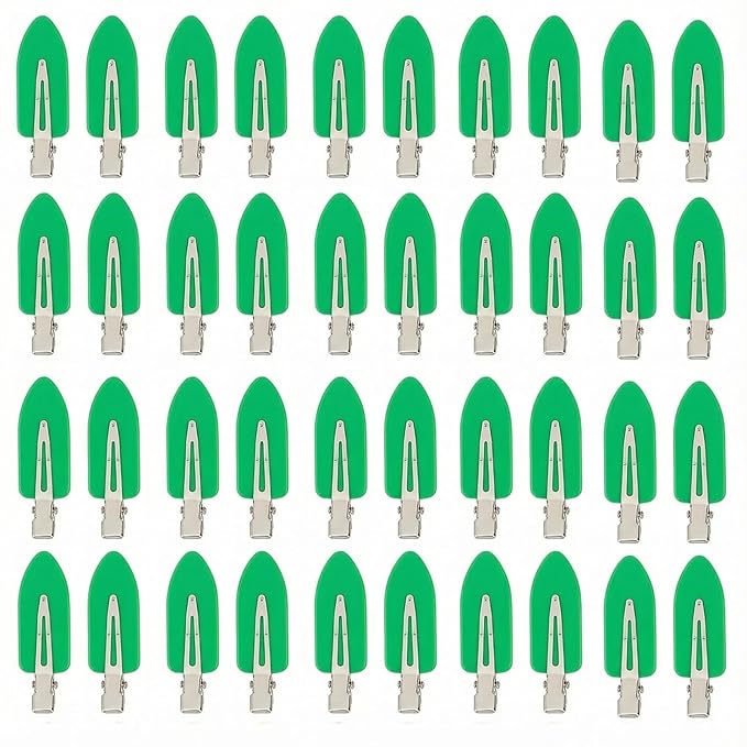 No Crease Hair Clips Makeup Pin Curl Clip Bulk 40Pcs Multicolor No Bend Dent Bang Creaseless Hair Clips for Makeup Application Bangs Hairpin Setting Pins Clip for Women Styling (Green)