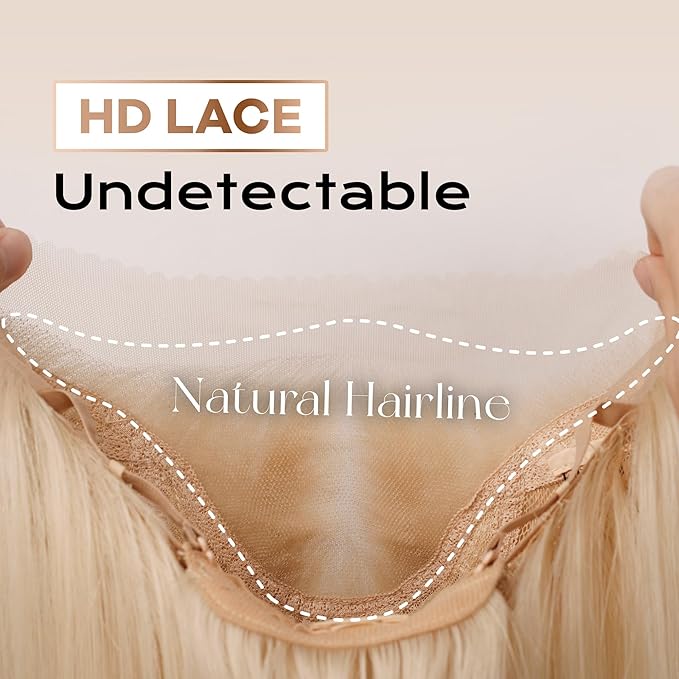 BLL Blonde Wig, Synthetic Lace Front Wigs Pre-Plucked 13x4 HD Glueless Straight 26inch Ready to Wear Pre-toned 613 Blonde Wigs Beginner Friendly Suitable For Daily Party Wear.