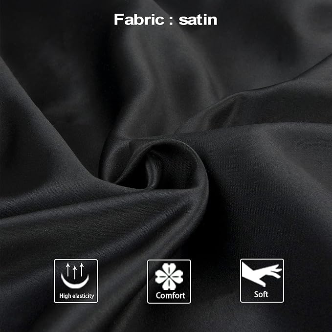NTBAY Zippered Satin Body Pillow Pillowcase, Silky Slip Cooling Body Pillow Cover, Long Side Hidden Zipper, 20x54 Inches, Black