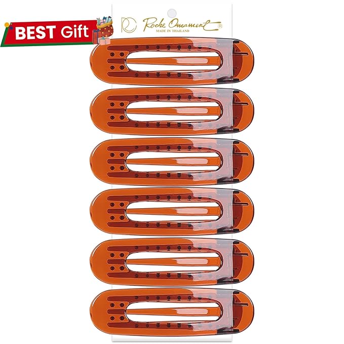 RC ROCHE 6 Pcs Flat Claw Hair Clips for Women Lay Down Barrettes No Crease Side Slide Thick Long Hair Duckbill French Against Head Jaw Claw Styling Clamp, Medium Brown