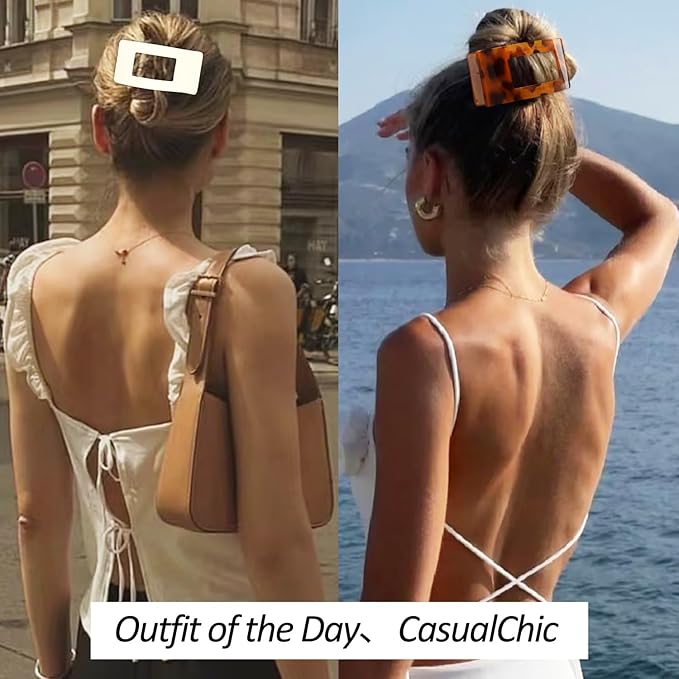 Velscrun Flat Hair Clips for Women Girls, 2 Styles 8 Pcs Lay Flat Claw Clips, Strong Hold French Duck Billed Large Side Hair Jaw Clip for All Hair Types, Fashion Trendy Hair Accessories Tortoise