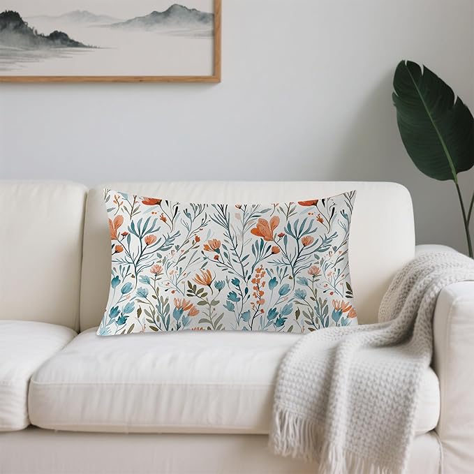 Watercolor Flowers Small Floral Satin Pillow Case Queen Size,Soft Pillowcases for Hair and Skin Similar to Silk,Pillowcases with Hidden Zipper Bedding Accessories,20X30 Inches,1 Pack