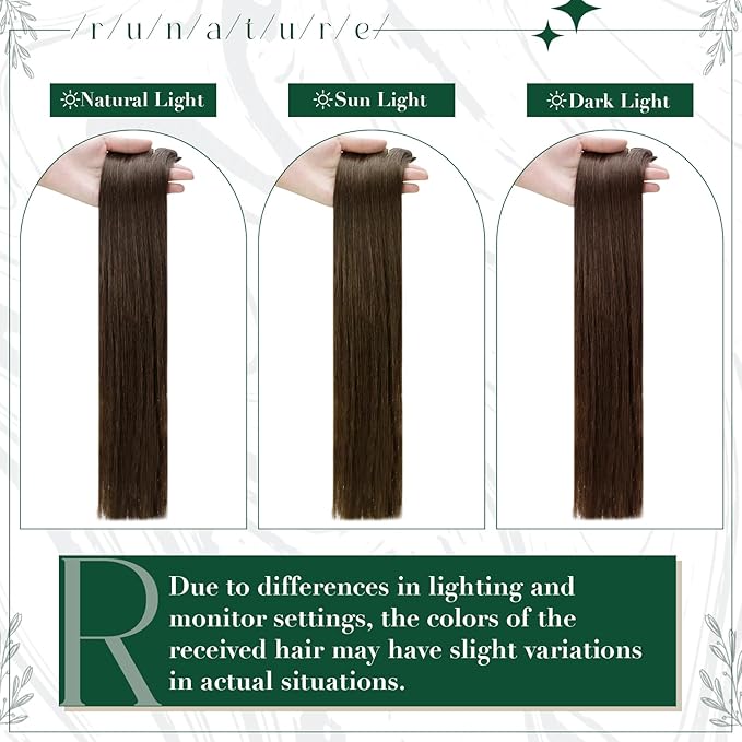 RUNATURE Brown Clip in Hair Extensions, Real Human Hair Clip in Extensions, Short Hair Extensions Clip Ins 10 Inch, Double Weft Remy Natural Hair, Tangle Free, 50g 3pcs #2 Dark Brown