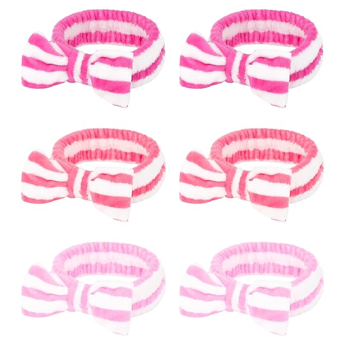 Casoty 6 Pcs Spa Skincare Headband for Women Makeup Headband, Hair Holder for Washing Face, Soft Coral Fleece Headbands for Makeup, Bow Headbands for Face Washing Shower Skin Care Yoga