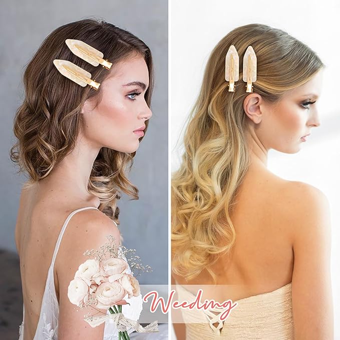 20PCS Bridesmaid Hair Clips No Bend Hair Clips Bridesmaid Hair Accessories Gifts Makeup White Creaseless Clips for Bride Women Girl(20Pcs/10Cards)