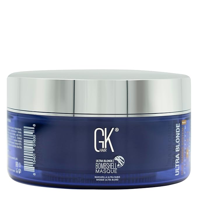 GK HAIR Global Keratin Ultra Blonde Bombshell Masque (7.05 Fl Oz/200 g) Semi-Permanent Long Lasting Hair Toning Color Pigments Moisturizing Styling and Coloring Mask for All Hair Types Unisex