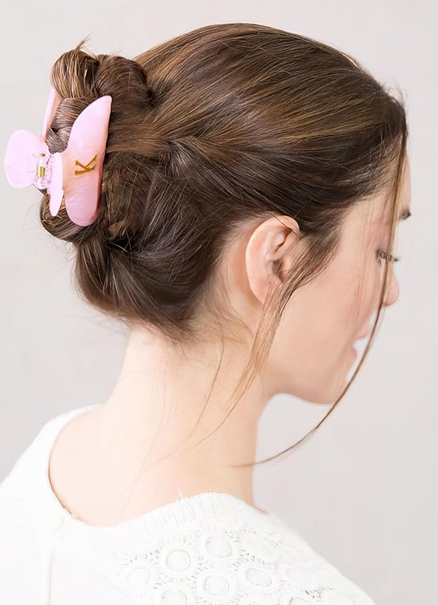 Trendy Aunt Gifts for Women - Pink Initial Glitter Claw Clips Durable Hair Clips, Birthday Gifts Christmas Gift for Aunt, Trendy Fashion Letter Hair Claw Clips, Letter M