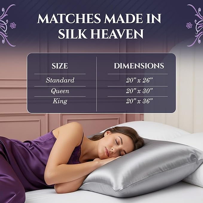 DECOLURE 100% Pure Mulberry Silk Pillow Case King Size – Highest Grade 30 Momme 6A+, Luxuriously Soft & Cooling Silk Pillowcase for Hair & Skin, Hypoallergenic, Breathable, Hidden Zipper (Silver Grey)