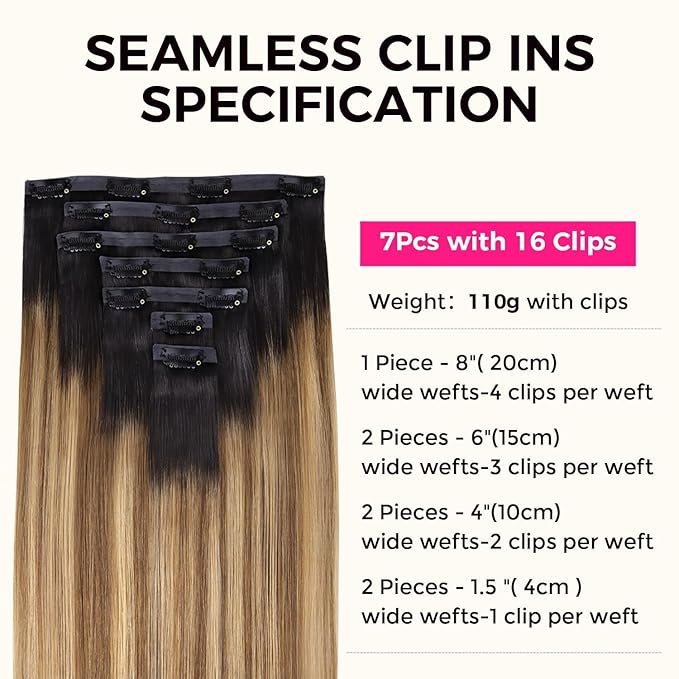 Lashey Seamless Clip in Hair Extensions 22 Inch Balayage Ash Brown to Honey Blonde with Dark Roots Long Straight Hair Extensions 110g 7pcs PU Clip in Real Human Hair for Black Women