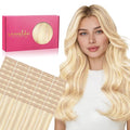 WENNALIFE Tape in Hair Extensions Human Hair, 40pcs 120g 26 inch Balayage Light Wheat Platinum Blonde Hair Extensions Real Human Hair Straight Tape in Extensions Invisible Human Hair Extensions Reusab