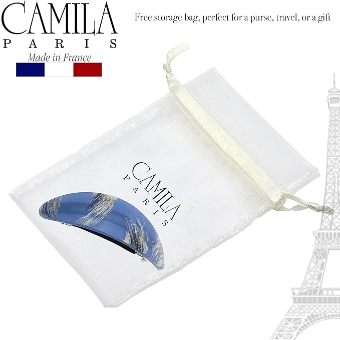 Camila Paris CP3326 French Hair Barrette Oval For Thick Curly Wavy Long Hair, Strong Hold Grip Hair Clips for Women, No Slip Rubberized Metal Clasp, Styling Girls Hair Accessories, Made in France