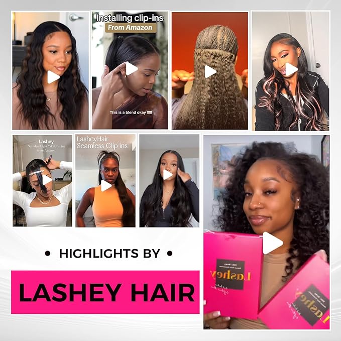 Lashey Clip in Hair Extensions Real Human Hair 110g 7pcs 16 Inch Body Wave Seamless Clip in Hair Extensions Human Hair Natural Black Mixed Chestnut Brown Human Hair Extensions
