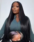 9x6 SKINLIKE Real HD Lace Closure Wig, Straight 180% Density 0.10mm Ultra-thin Swiss Lace Pre-plucked Bleached Small Knots With Baby Hair Natural Black Human Hair Wigs 26 Inch