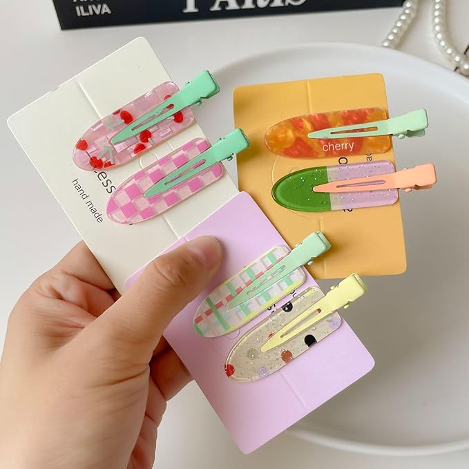 2 Pcs Cute fruit hair clip for Women Girls thick,thin hair.No Bend No Crease Hair Clips for styling sectioning hair barretters fine (Bobo sugar)