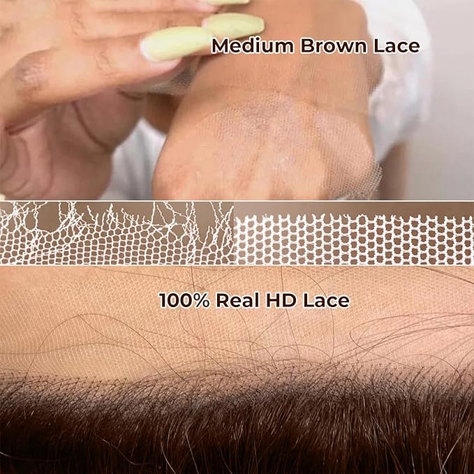 2x6 Skinlike Real HD Lace Closure Chocolate Brown Human Hair Wig 0.095mm Ultra-thin HD Lace 15A Brazilian Body Wave Virgin Human Hair Lace Closure Wigs For Black Women (30 Inch)