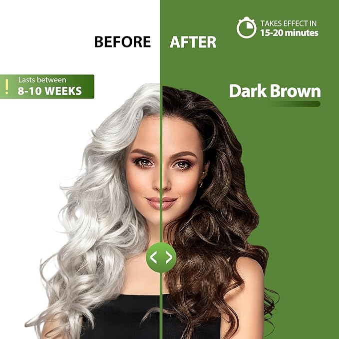 Dark Brown Hair Dye Shampoo for 100% Gray Coverage - 3 IN 1 Hair Color Shampoo with Argan Oil & Ginseng, Ammonia & Paraben Free, Long Lasting Semi-Permanent Natural Color for Women & Men (500ml)