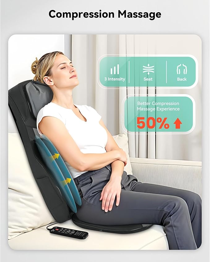 Snailax Full Body Massage Chair Pad, Neck Back Massager with Heat, Customizable 4D Shiatsu,Spot,Rolling,Vibration, Lumbar & Hip Compress Massage Seat for Home Office, Gifts for Dad,Mom