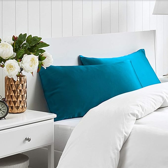 Pure Silk Pillowcase for Hair and Skin Made in USA, 22 Momme Real Silk Pillow Case with Zipper, 6A Grade, Organic, Cooling, Anti Acne, Anti Wrinkle, 1 Pc 20"x30" (Queen, Peacock Blue)