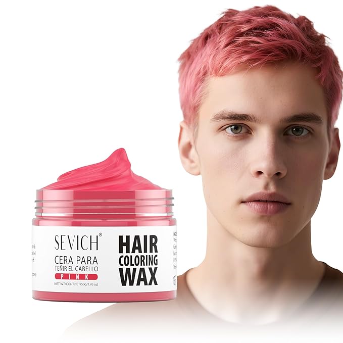 SEVICH Temporary Hair Color Wax Pink for Kids Women Men,Natural Instant Hair Wax Color,Premium Non Greasy,Easy to Wash,Travel Size,Perfect for Halloween, Children's Day,Cosplay & Parties,50g