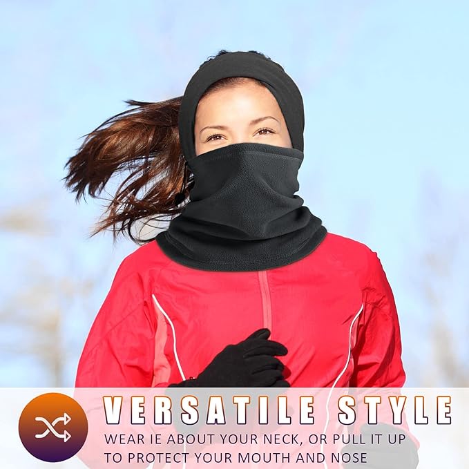 SATINIOR 12 Pcs Winter Neck Gaiters Fleece Neck Warmer Drawstring Thermal Face Scarf Ear Warmers Headband Head Wrap Ear Muff